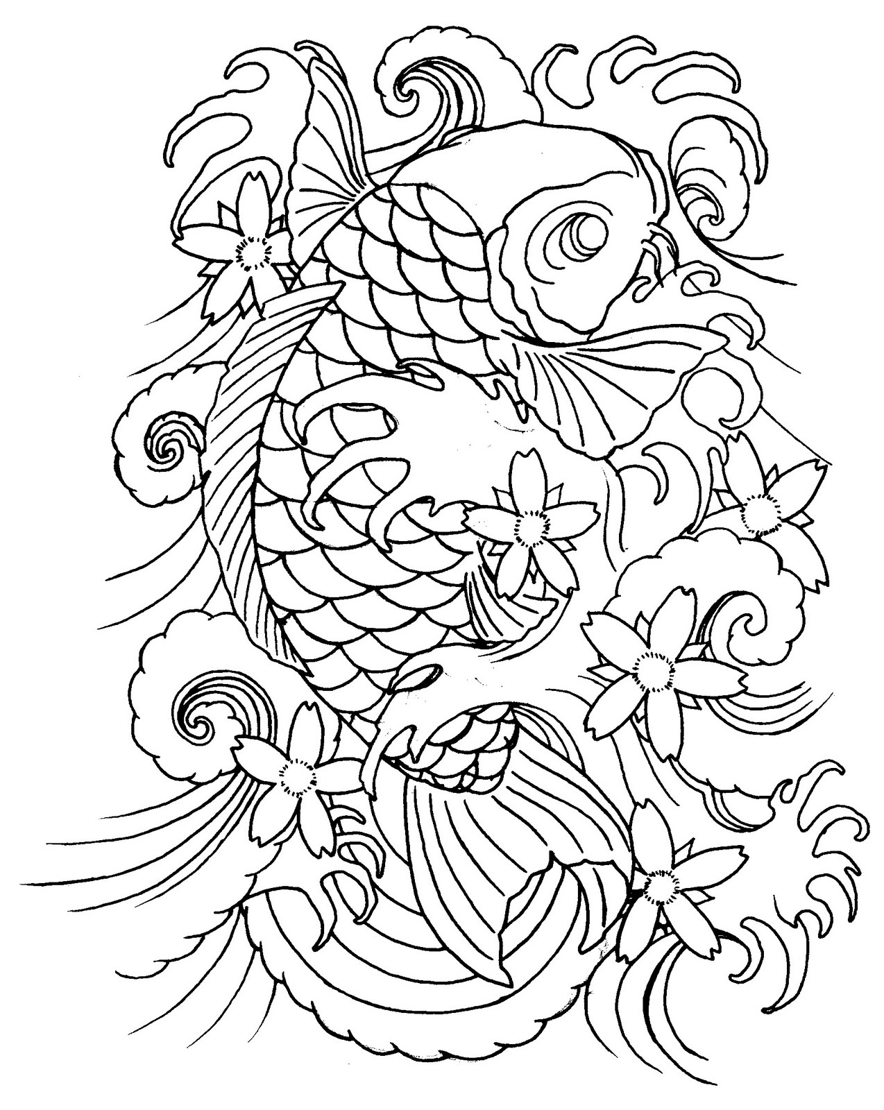 Koi Line Drawing At Getdrawings 