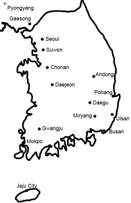 South Korea Map Outline Sketch Coloring Page