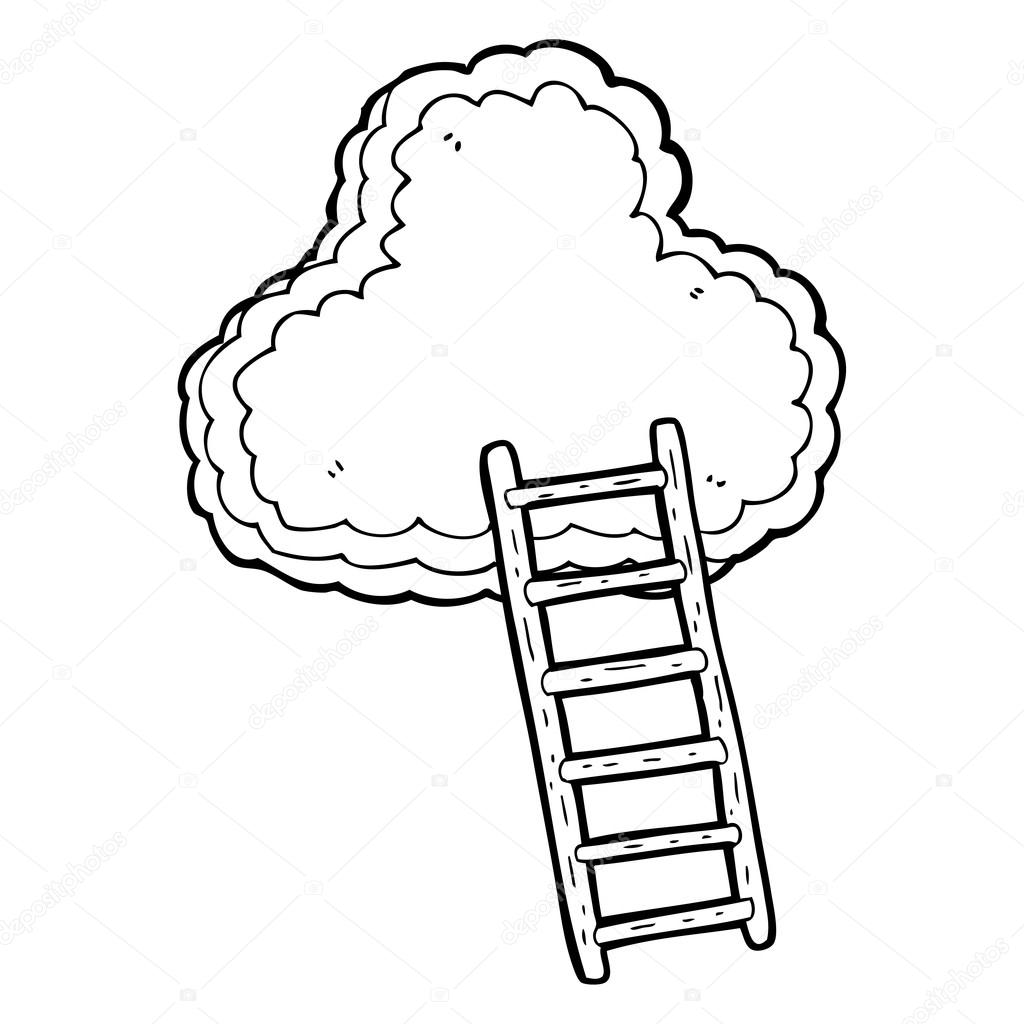 1024x1024 Black And White Cartoon Ladder To Heaven Stock Vector.