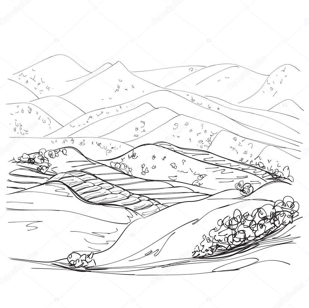 Landscape Line Drawing at GetDrawings | Free download