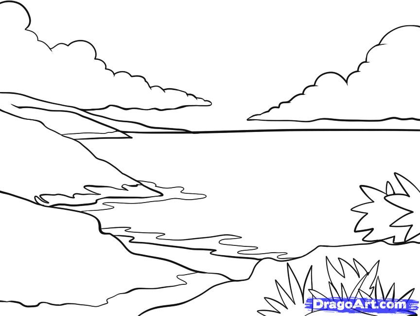 Simple Outline Simple Landscape Line Drawing - Fin Construir