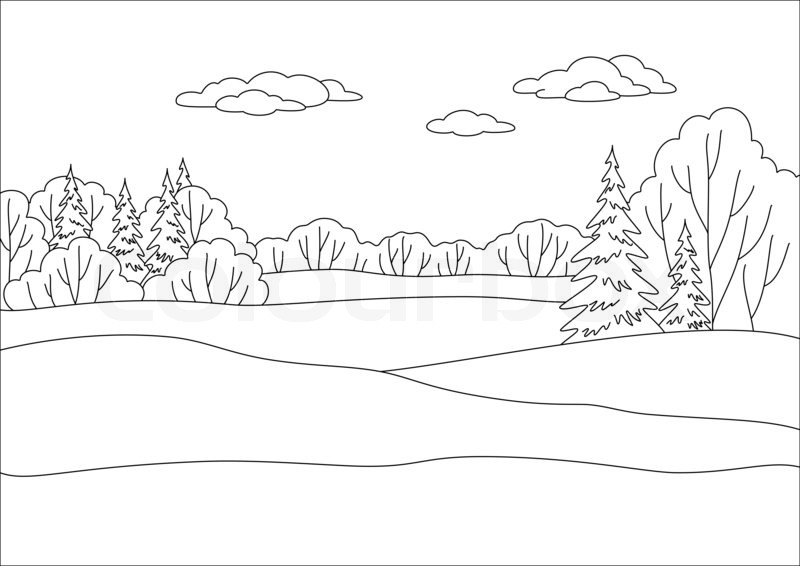 Landscape Outline Drawing at GetDrawings | Free download