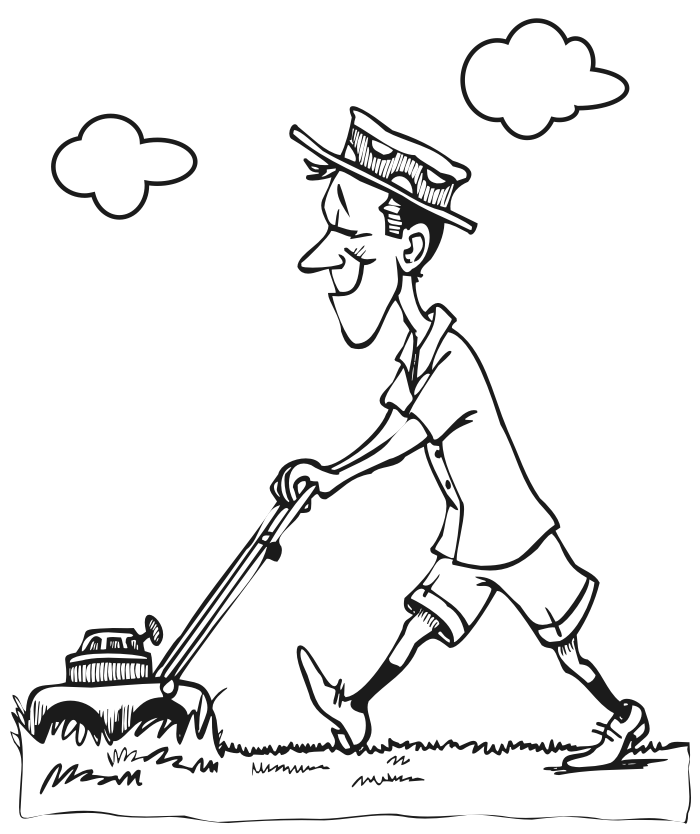 700x834 Printable Picture Of A Lawnmower Summer Coloring Page Of A Man.