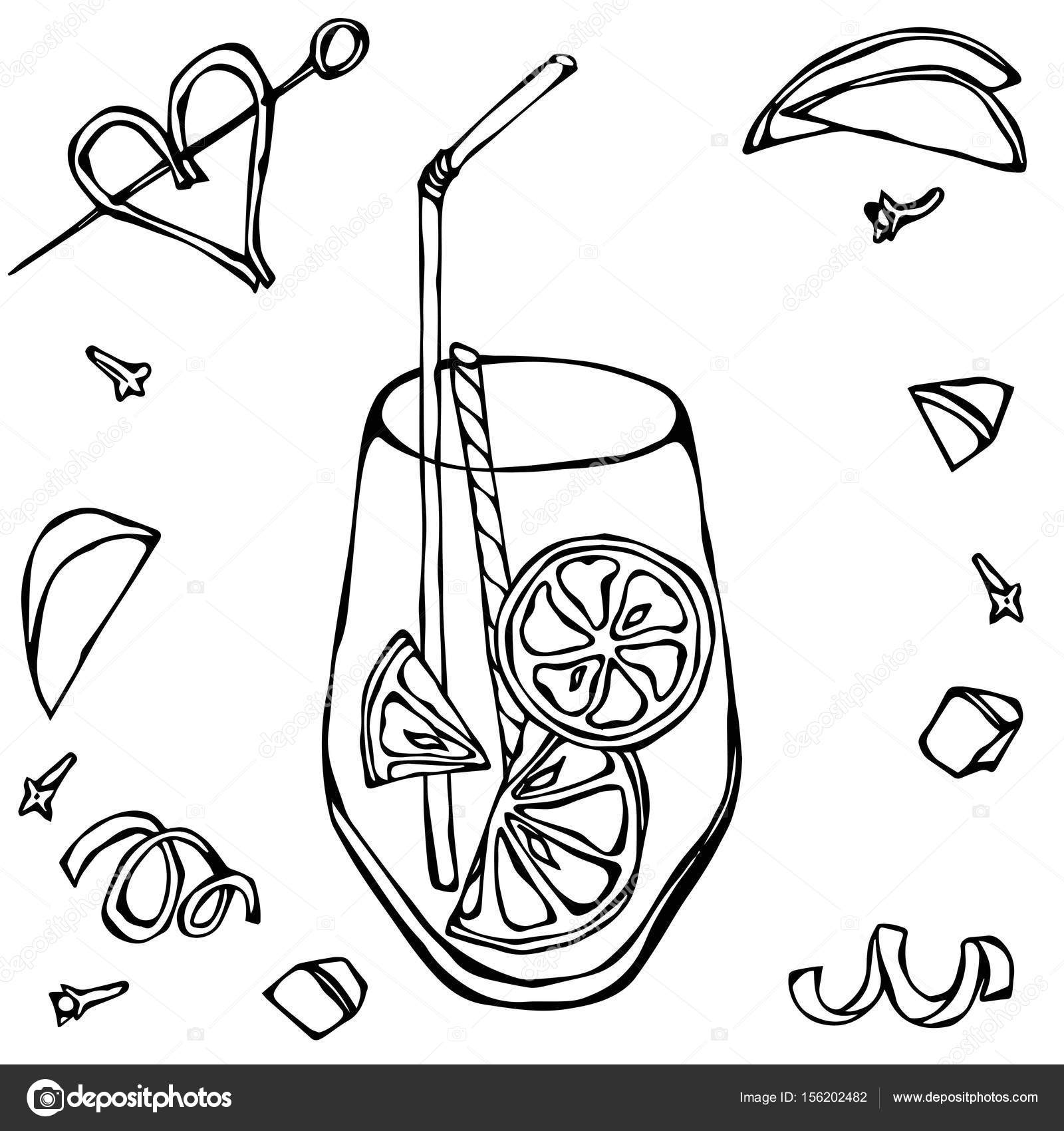 Рисунок стакан с лимонадом и с трубкой