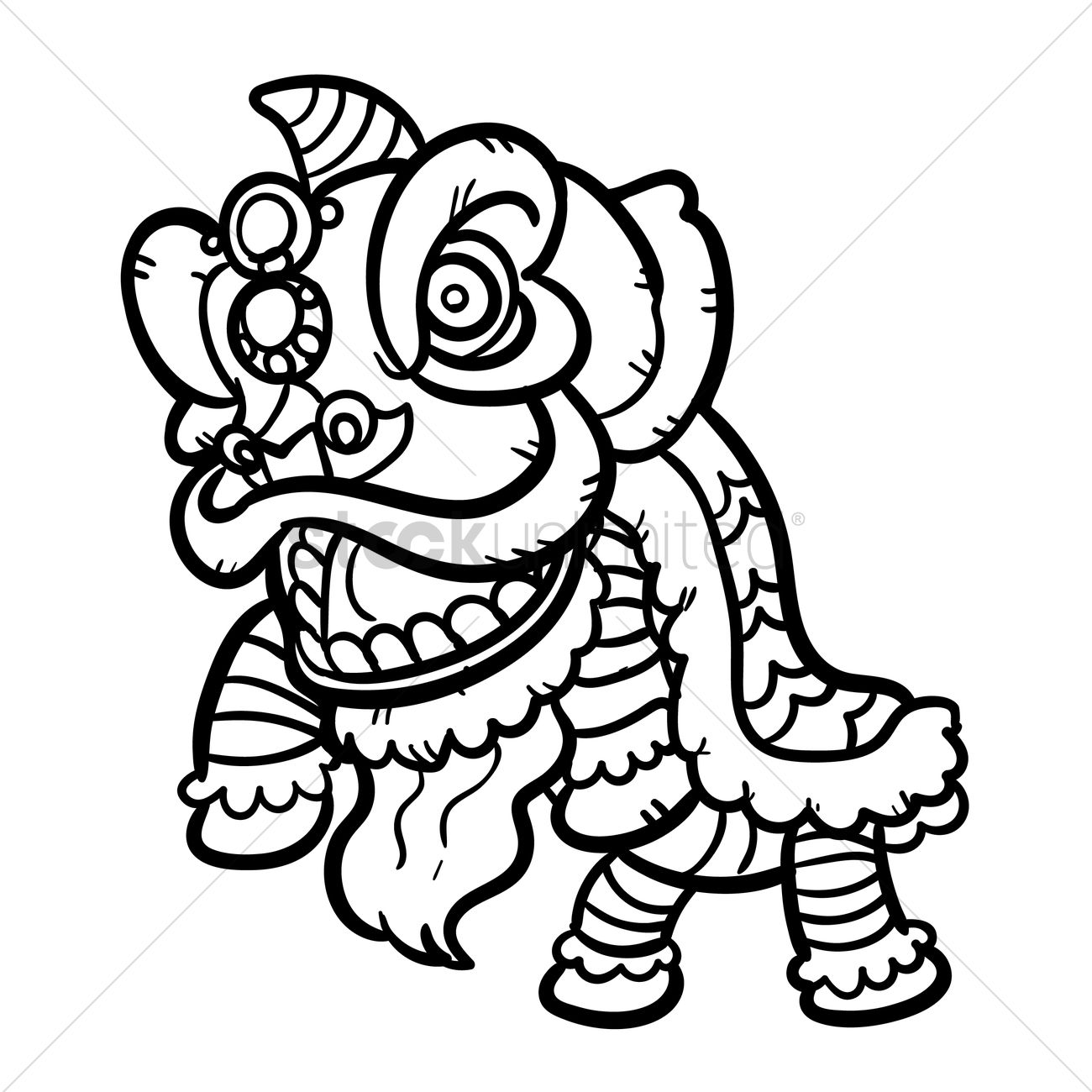  Chinese Lion Dance Coloring Page 
