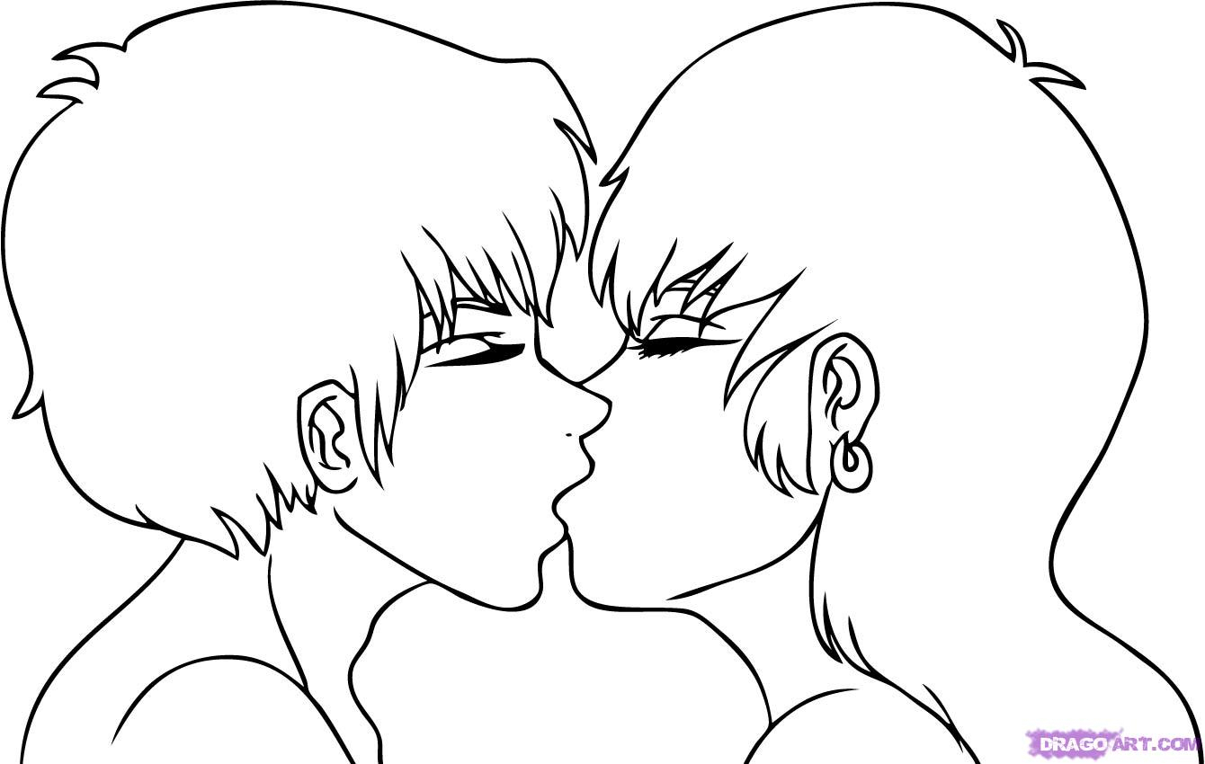 Unique Kissing Lips Sketch Drawing for Adult