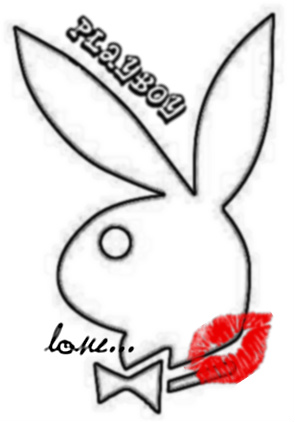 295x422 Lip Prints And Playboy Bunny Outline Tattoo Design.