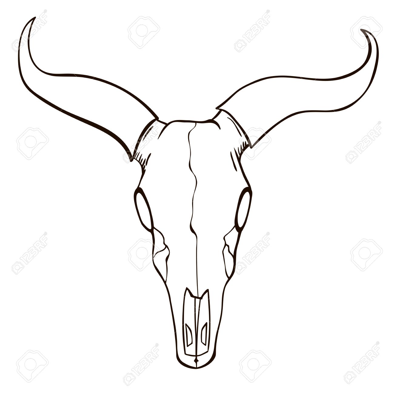 Longhorn Skull Drawing At Getdrawings Free Download - Aria Art