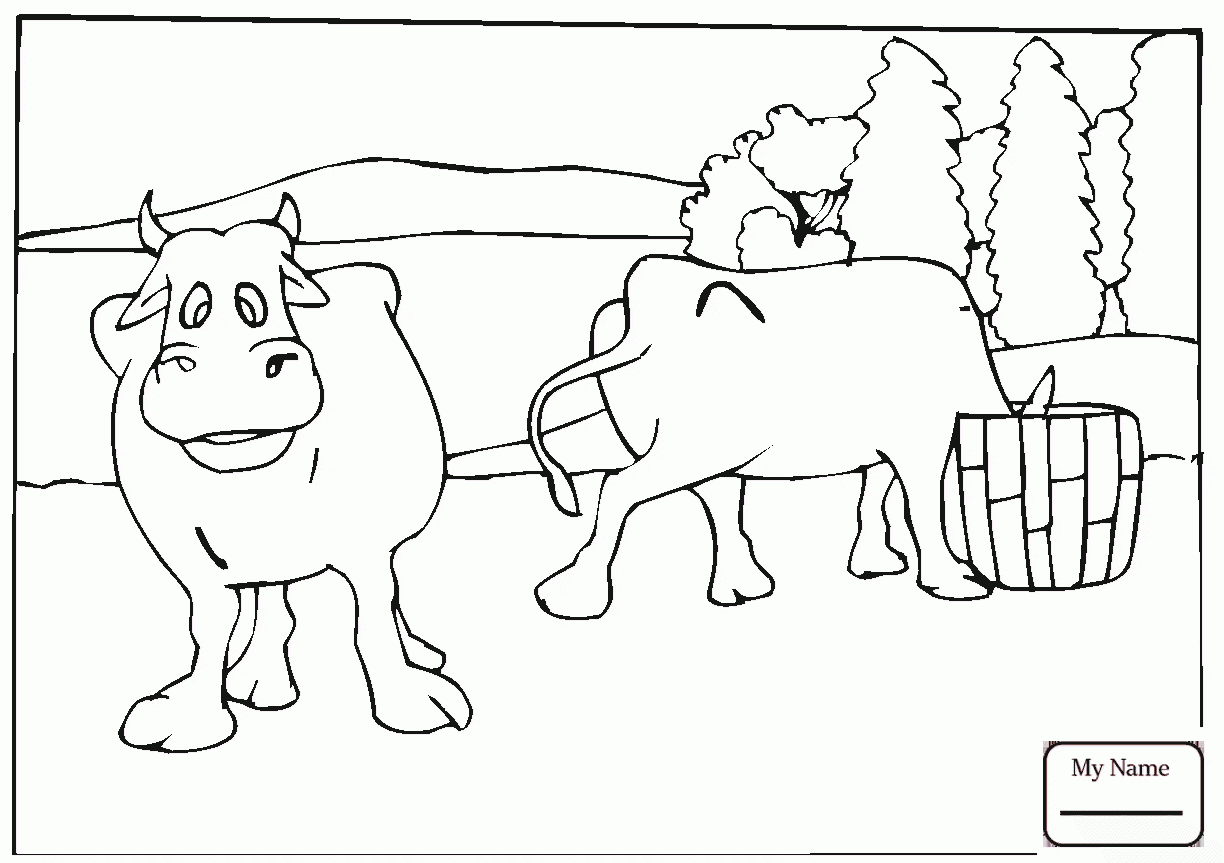 Раскраска корова и бык