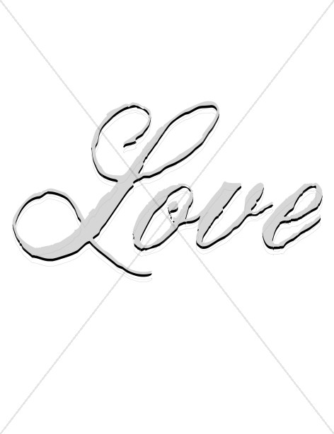 472x612 Rugged Love Script Shadow Religious Love Word Art