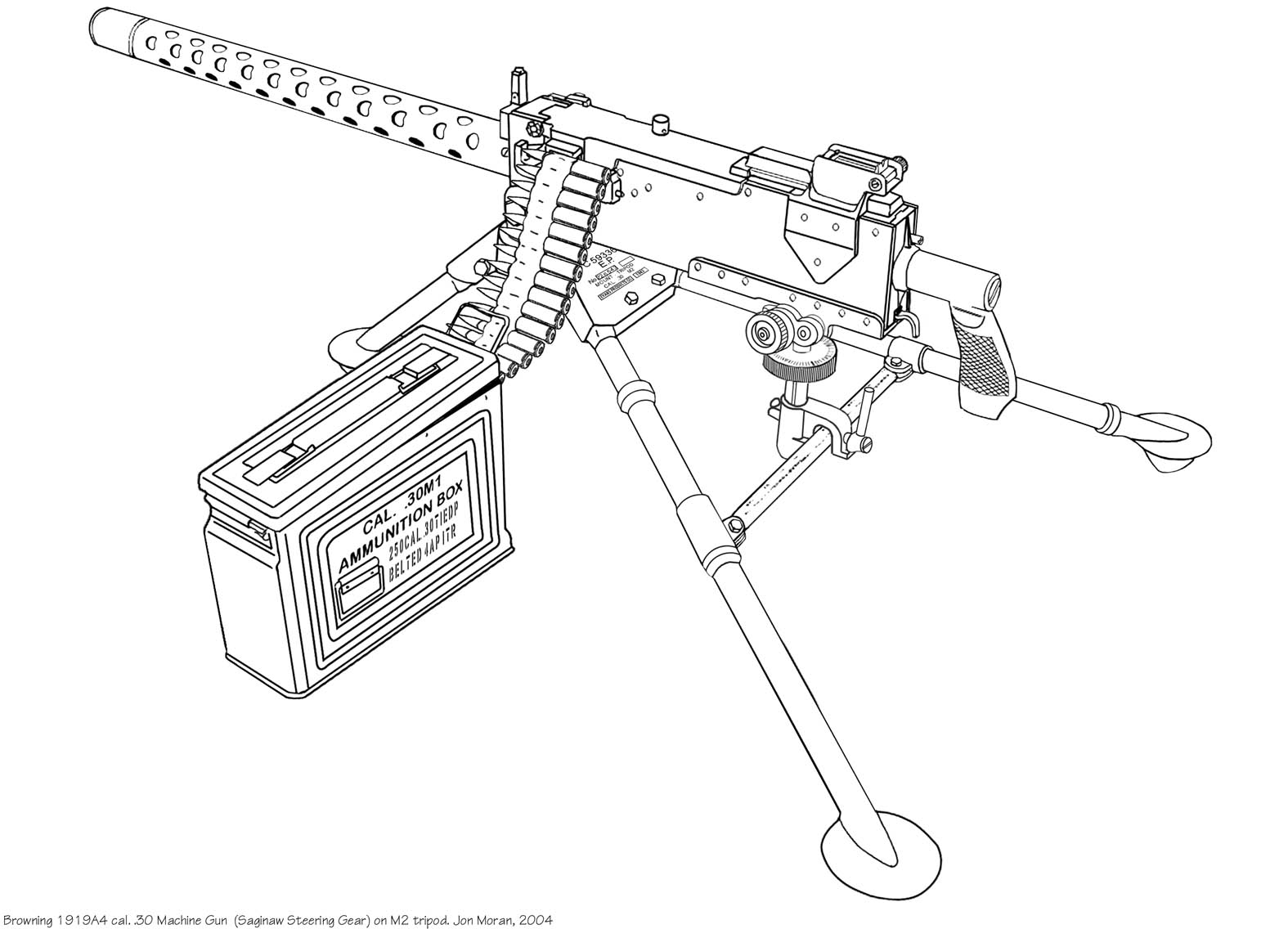 Machine Gun Drawing Water Line Fed Belt Getdrawings Drawings Sketch Colorin...