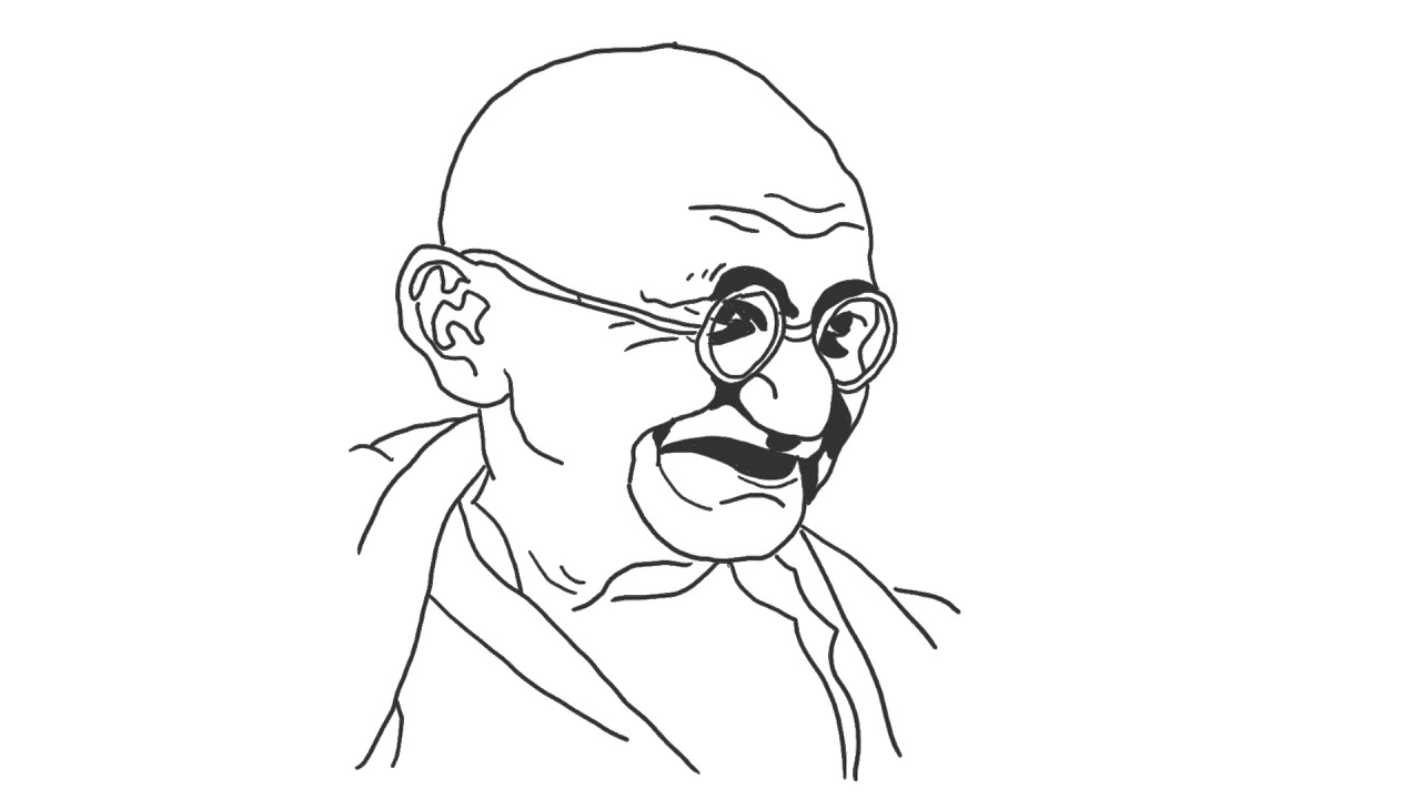 Cute How To Draw A Simple Sketch Of Mahatma Gandhi for Kids