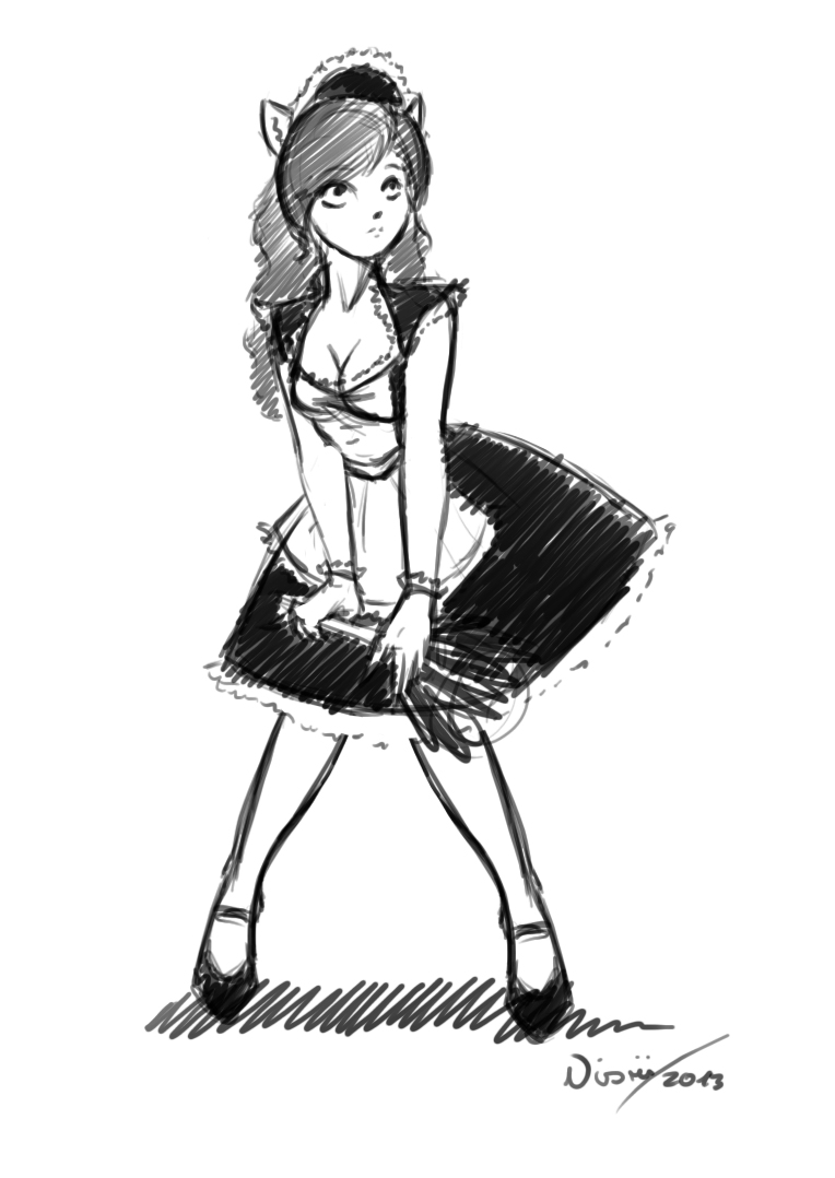 Easy Maid Drawings Sketch Simple for Girl