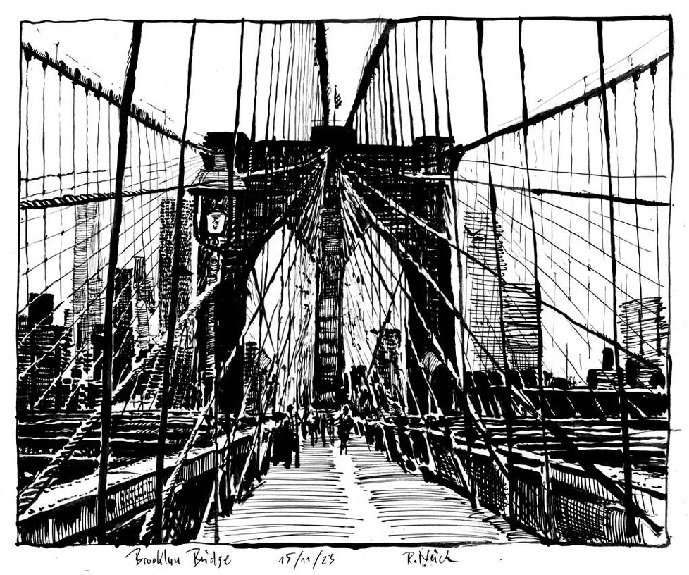 Manhattan Bridge Drawing at GetDrawings | Free download