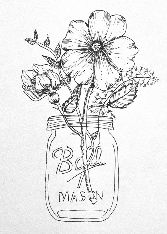 Decorating With Drawings Of Flowers In Jars