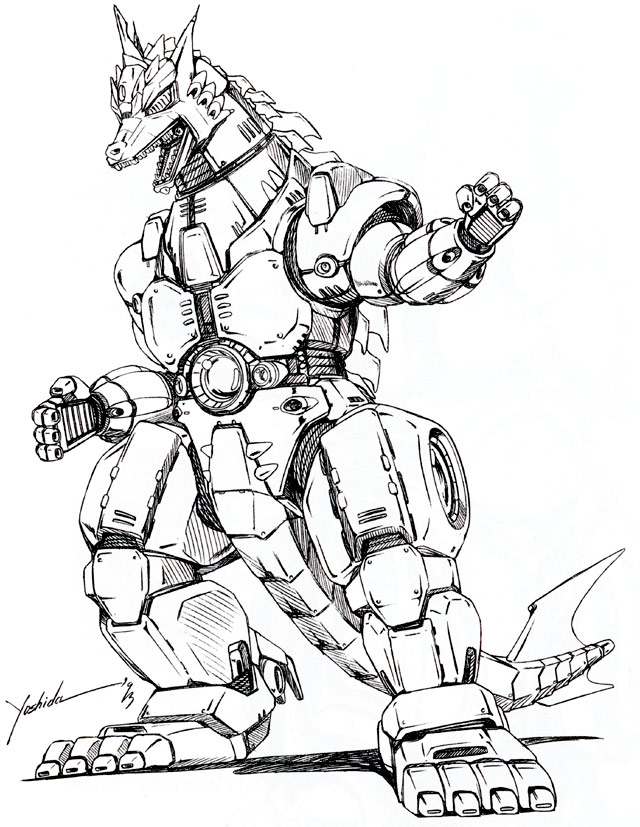 Godzilla Concept Mechagodzilla Vs Drawing Rodan Mecha Getdrawings Sketches ...