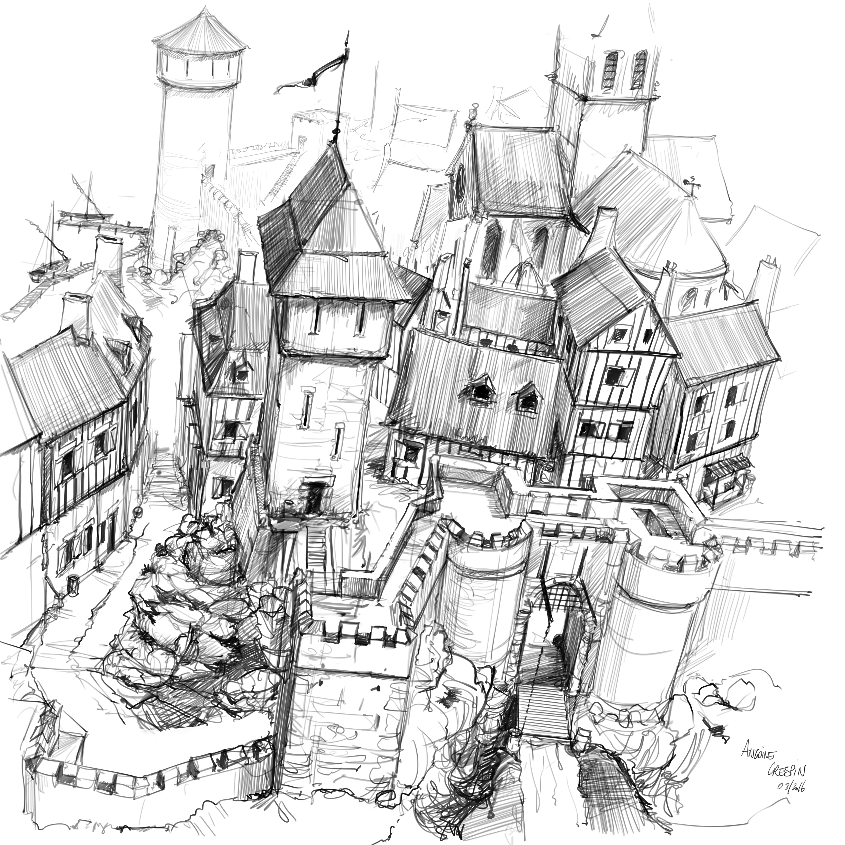 Medieval City Drawing at GetDrawings Free download