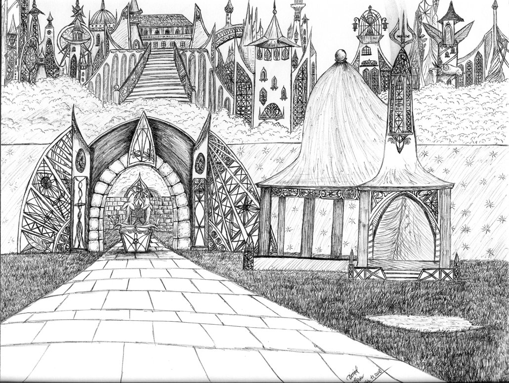 Medieval City Drawing
