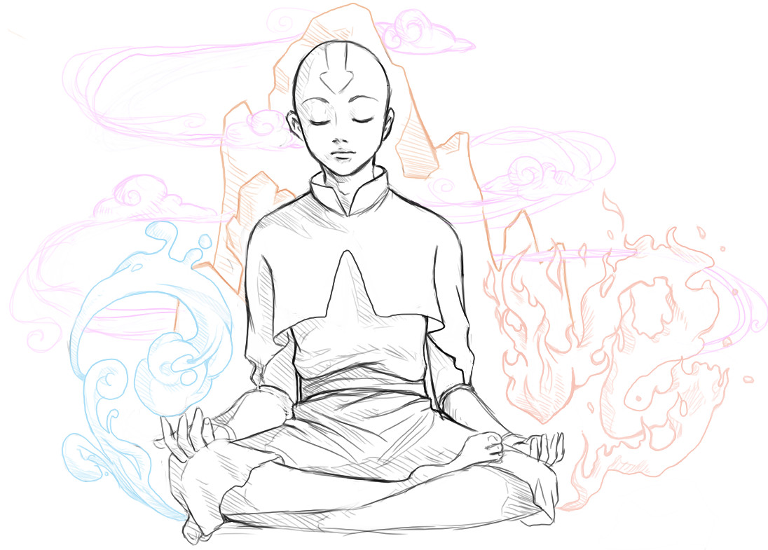 drawing meditation pose