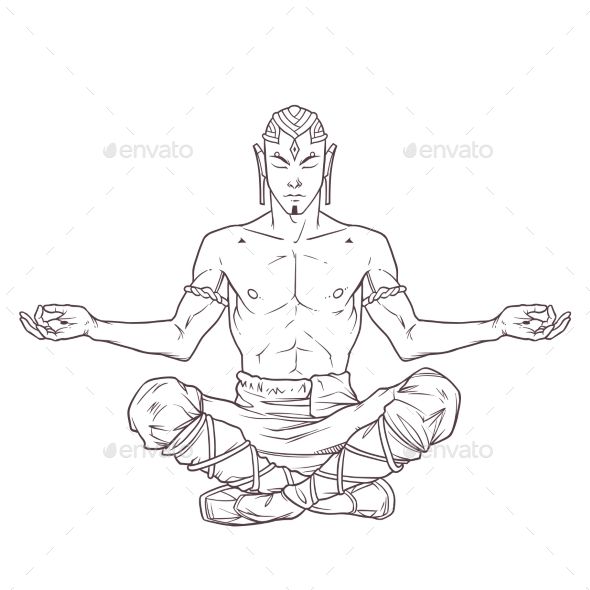 drawing meditation pose