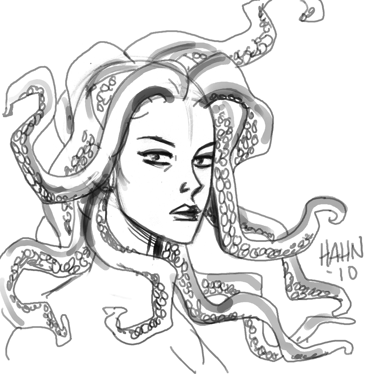 Medusa Coloring Drawing Pages Head Getdrawings Animals Comments Sketch Colo...