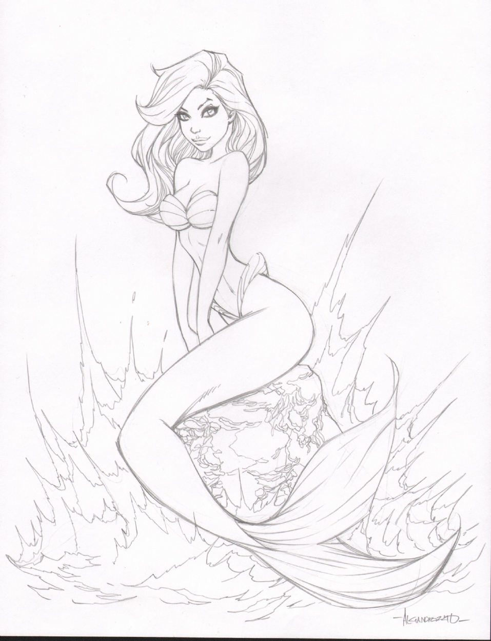 Mermaid Line Drawing at GetDrawings | Free download