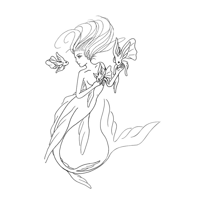 Mermaid Line Drawing at GetDrawings | Free download