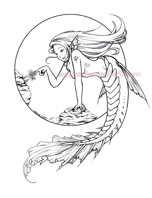 Mermaid Line Drawing at GetDrawings | Free download