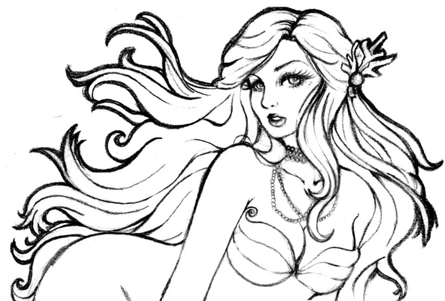 Mermaid Line Drawing at GetDrawings | Free download