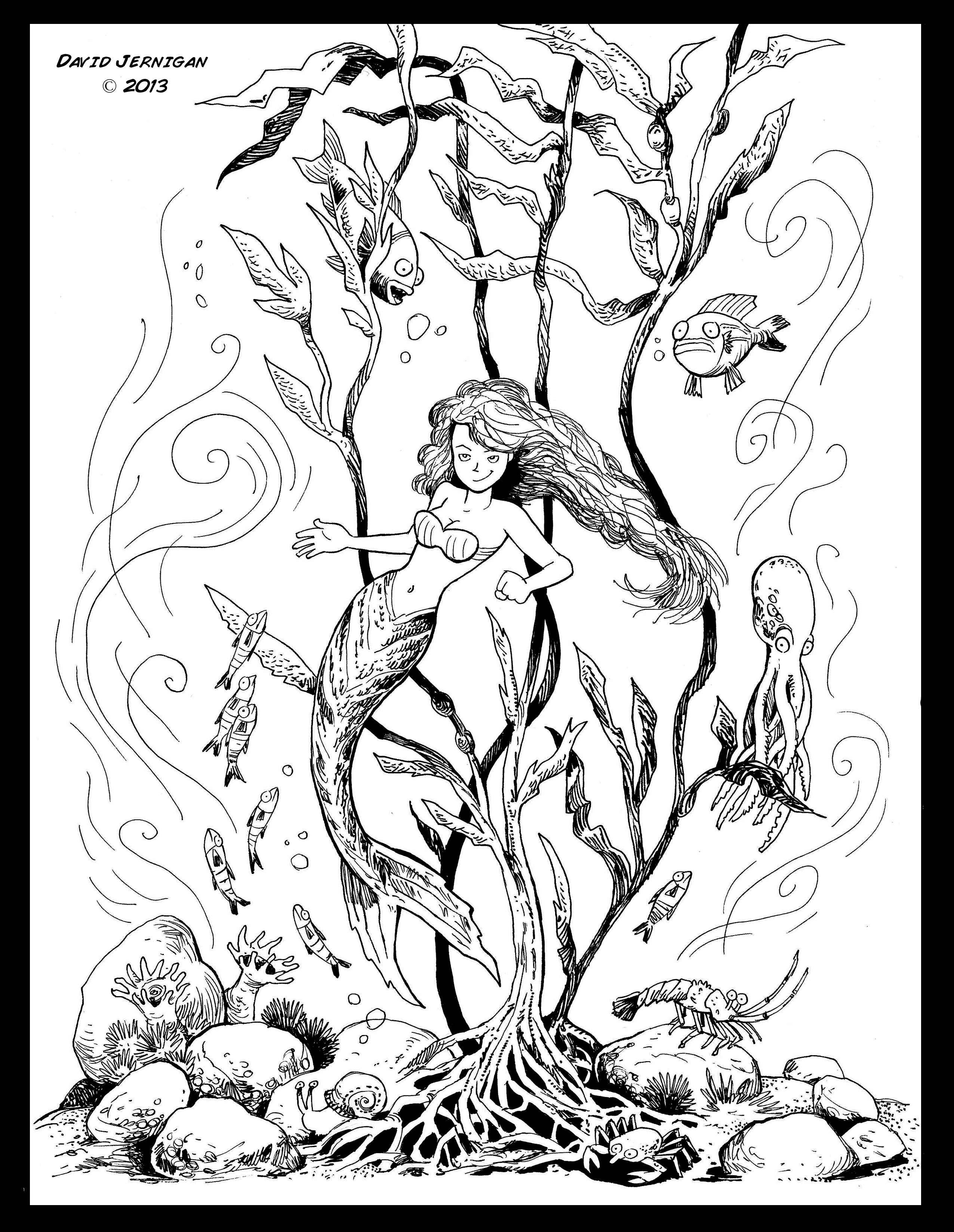 Mermaid Line Drawing at GetDrawings | Free download