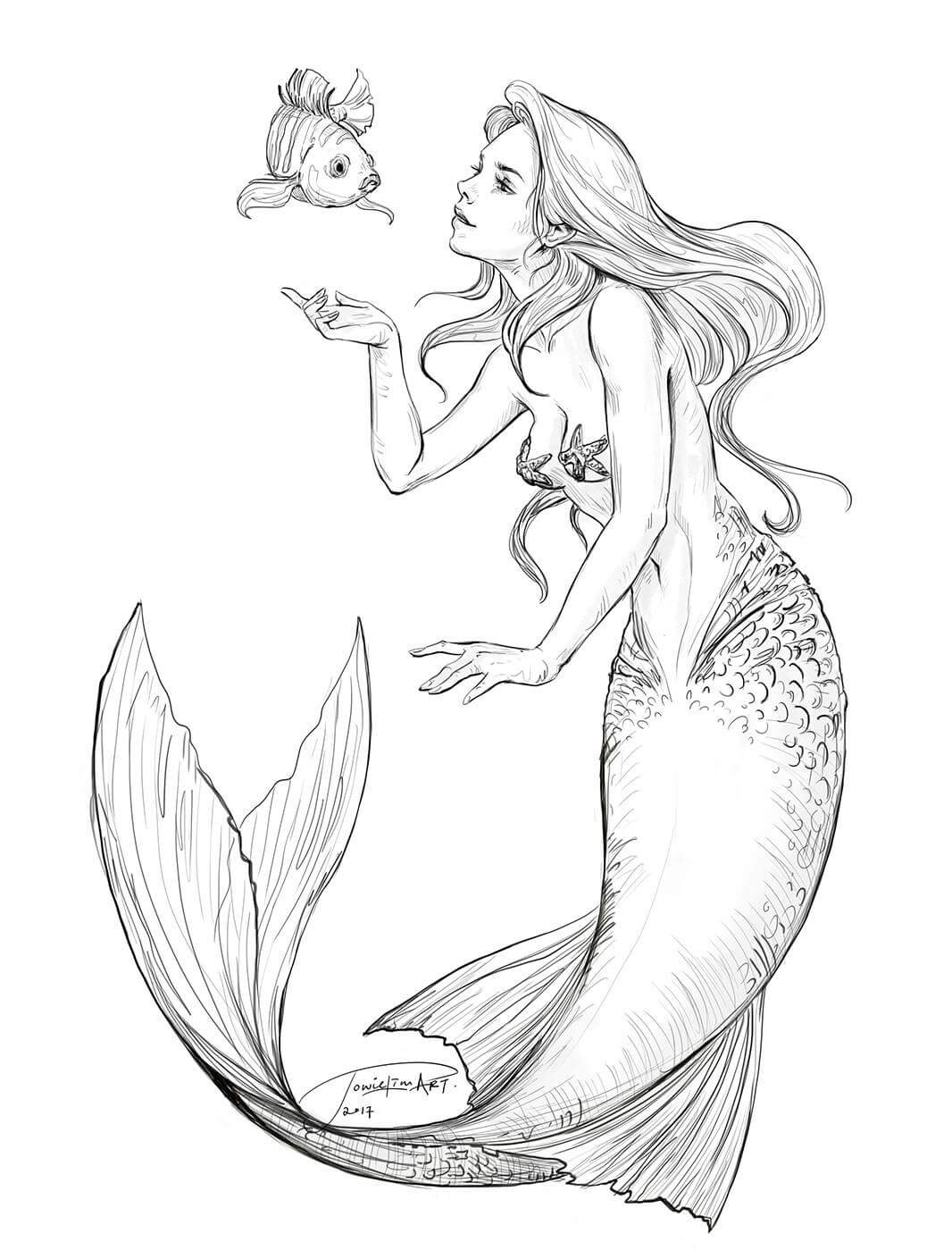 Mermaid On A Rock Drawing At GetDrawings Free Download.