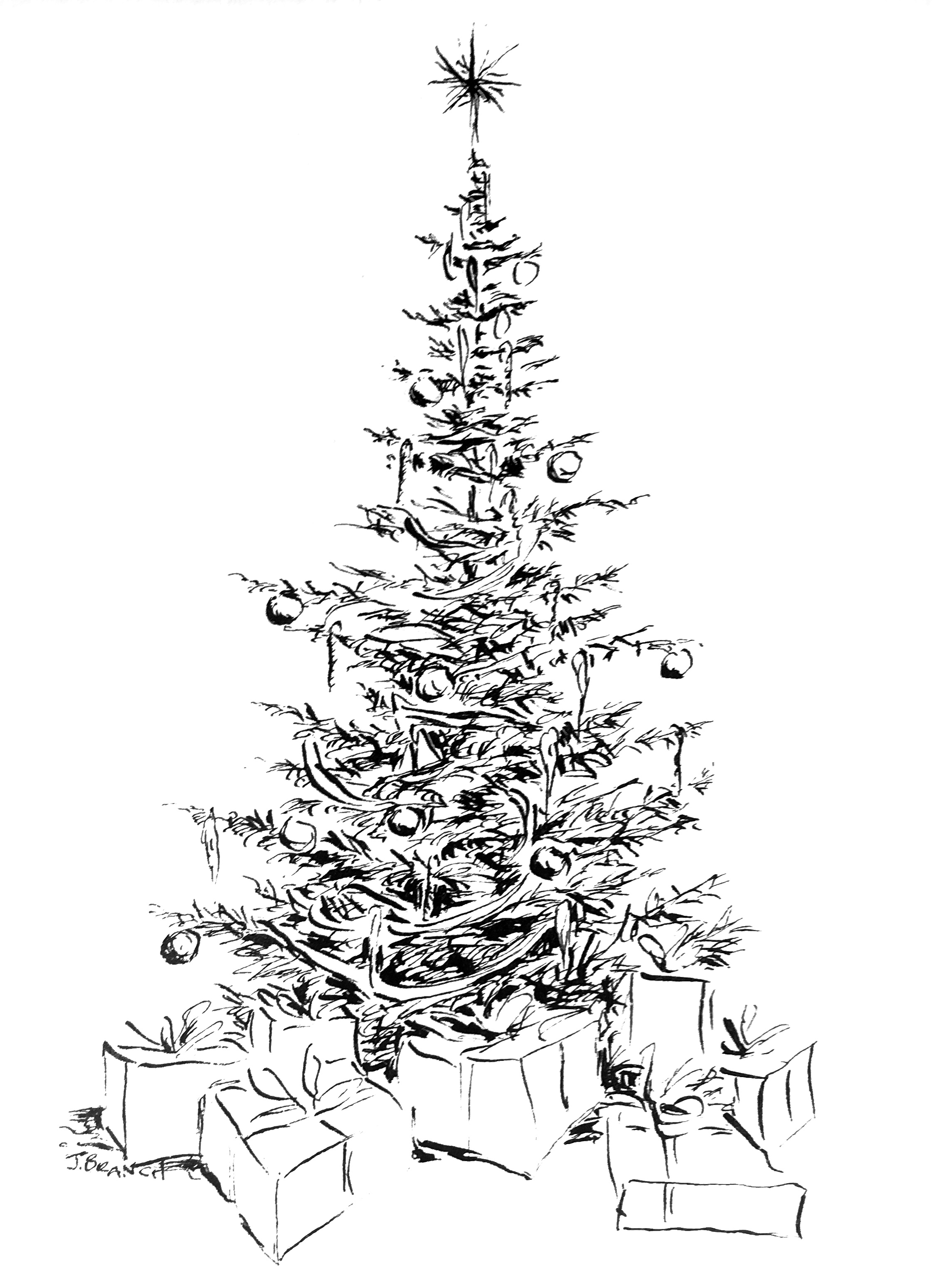 Merry Christmas Tree Drawing at GetDrawings | Free download