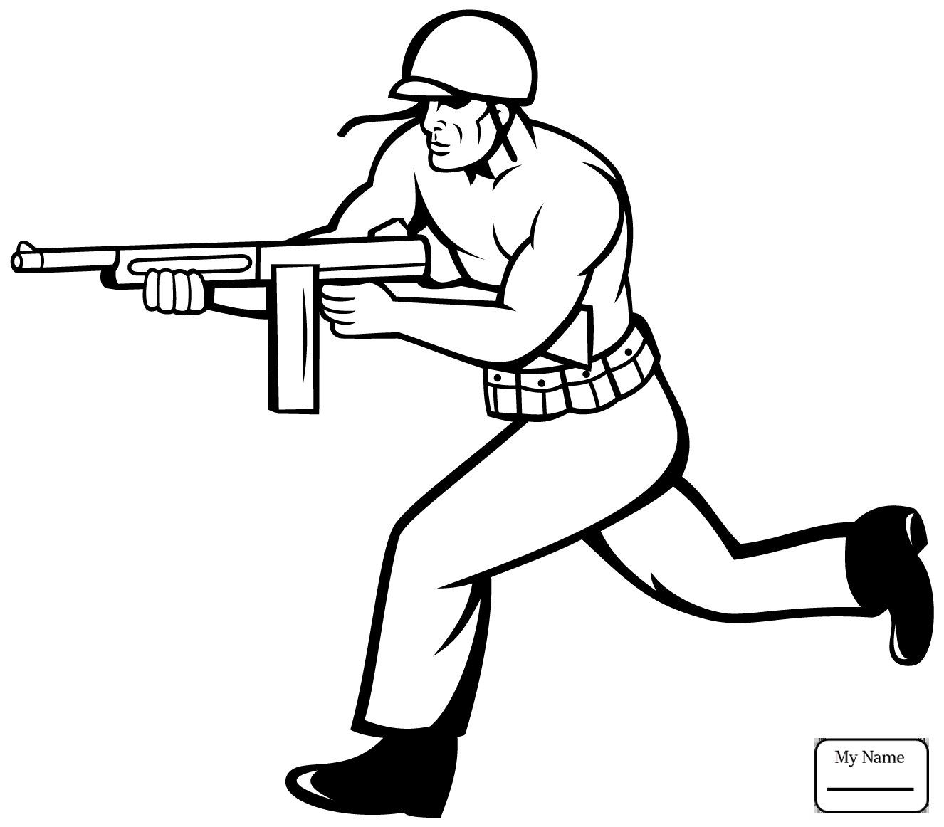 Раскраска Солдатов с оружием