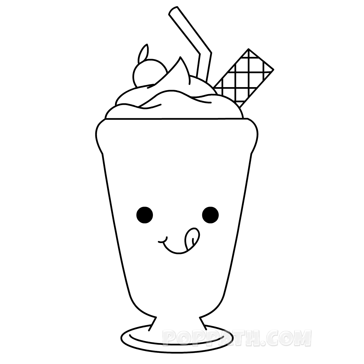 Clipart Draw Coloring Milkshakes Pop Milk 50s Path Getdrawings Colouring Cl...