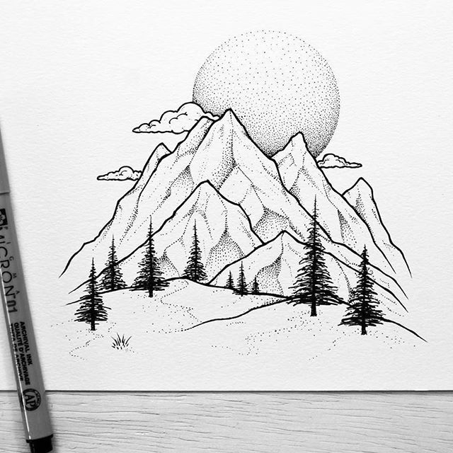 Mountain Range Line Drawing at GetDrawings | Free download