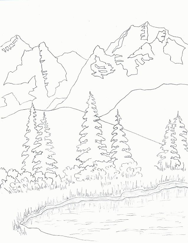 Mountain Scenery Sketch at PaintingValley.com | Explore collection of