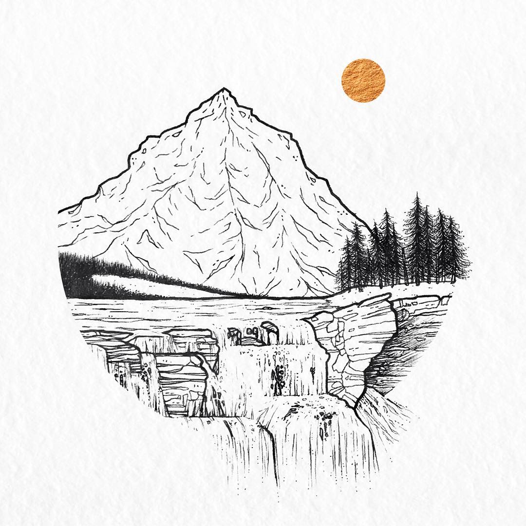 sketch mountain drawing