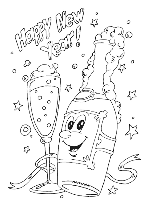 Simple Happy New Year Sketch Drawing 