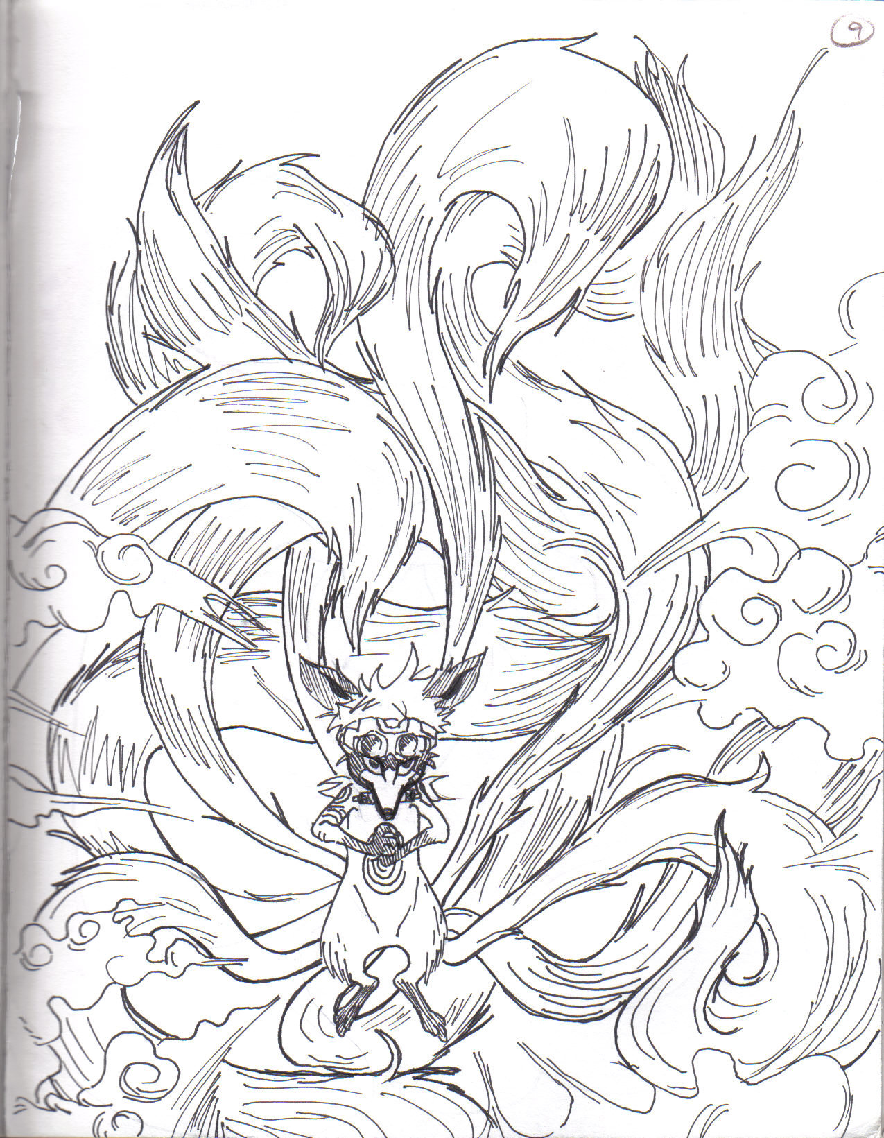 Naruto coloring pages nine tailed fox