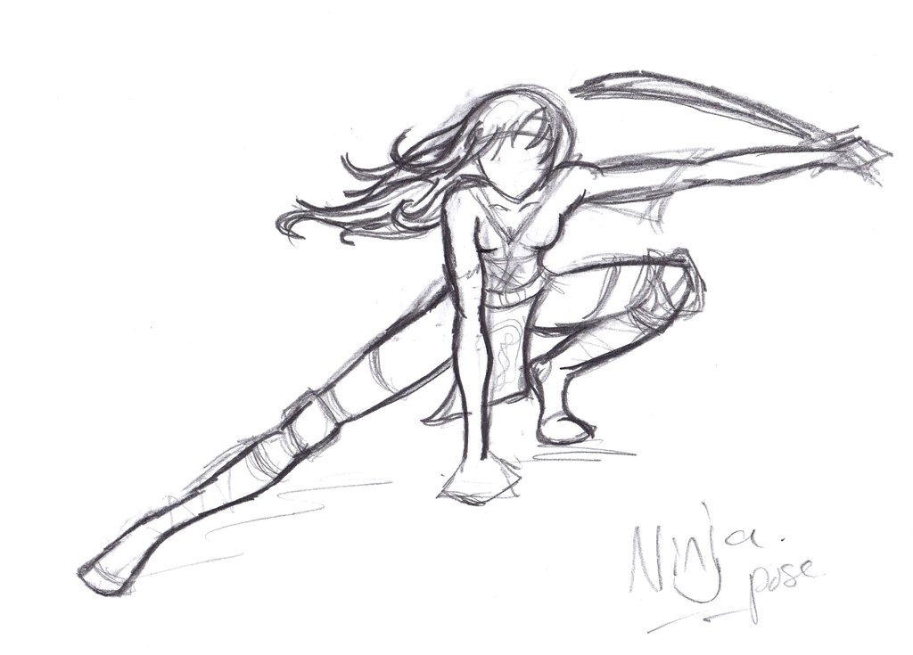 ninja with katana drawing