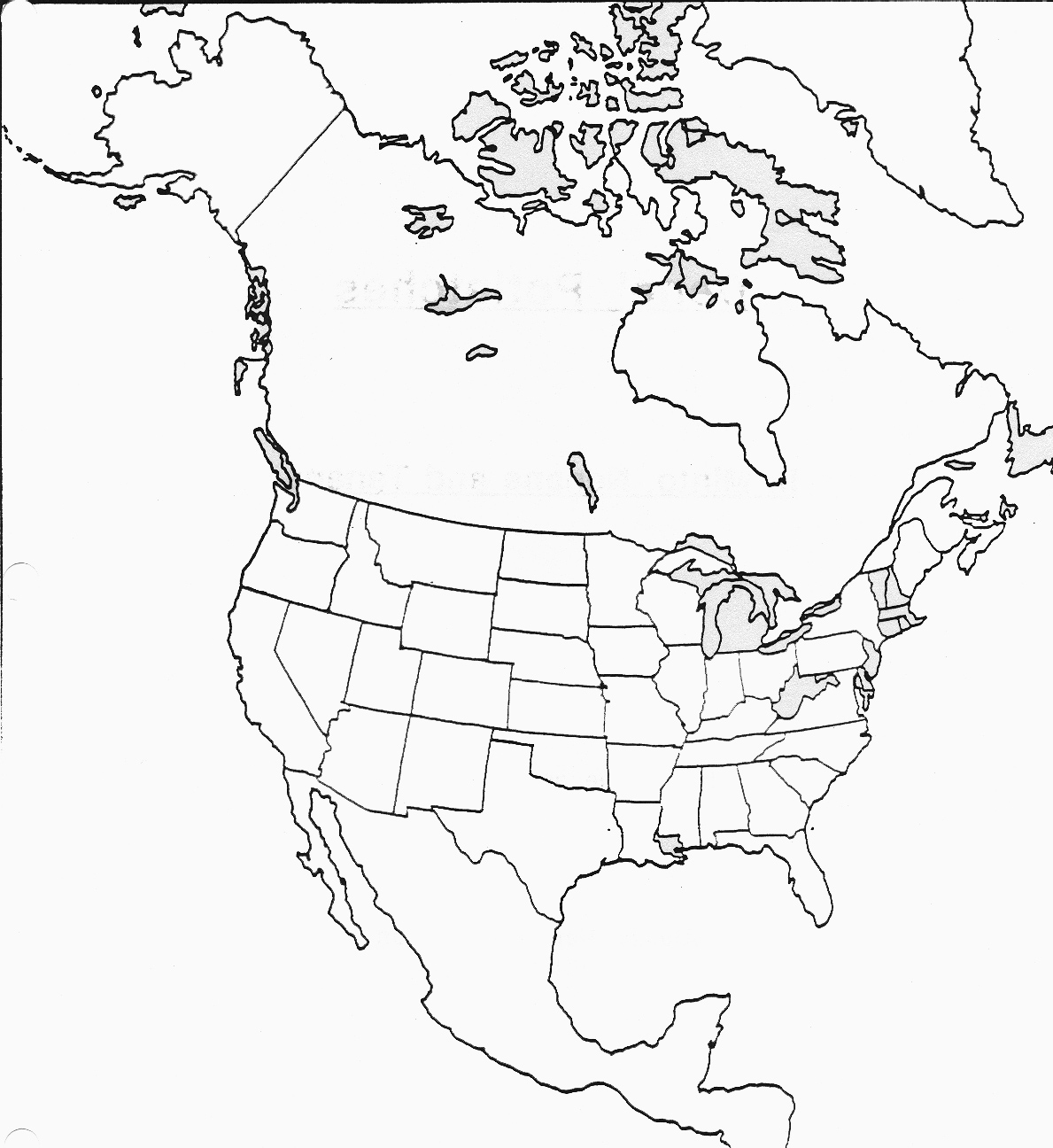 Collection 96+ Images map of north america black and white printable Updated
