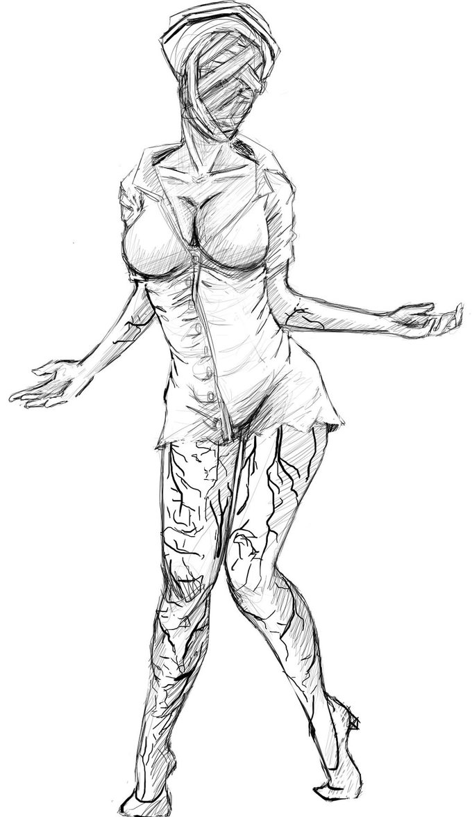 Silent Hill Nurse Drawing Nurses Getdrawings Sketch Coloring Page.
