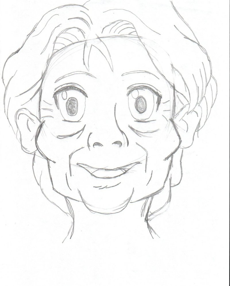 Поэтапное рисование лица бабушки