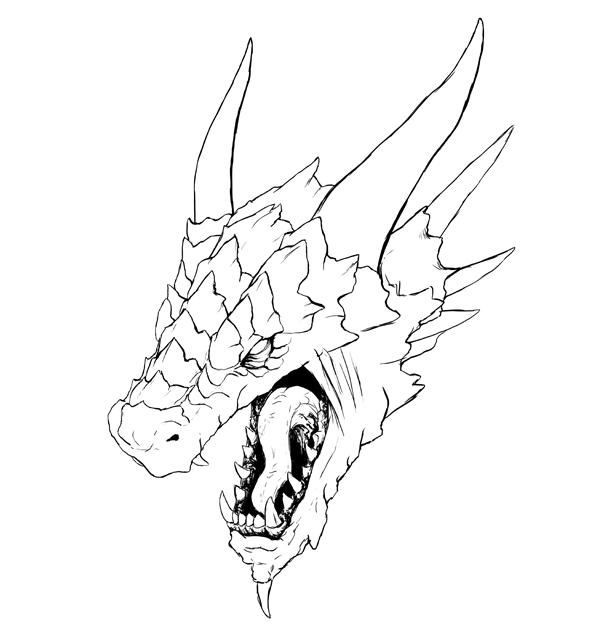 dragon sketch open mouth