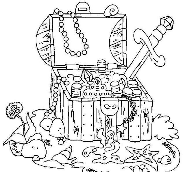 Cute Free Printable Treasure Chest Coloring Pages 