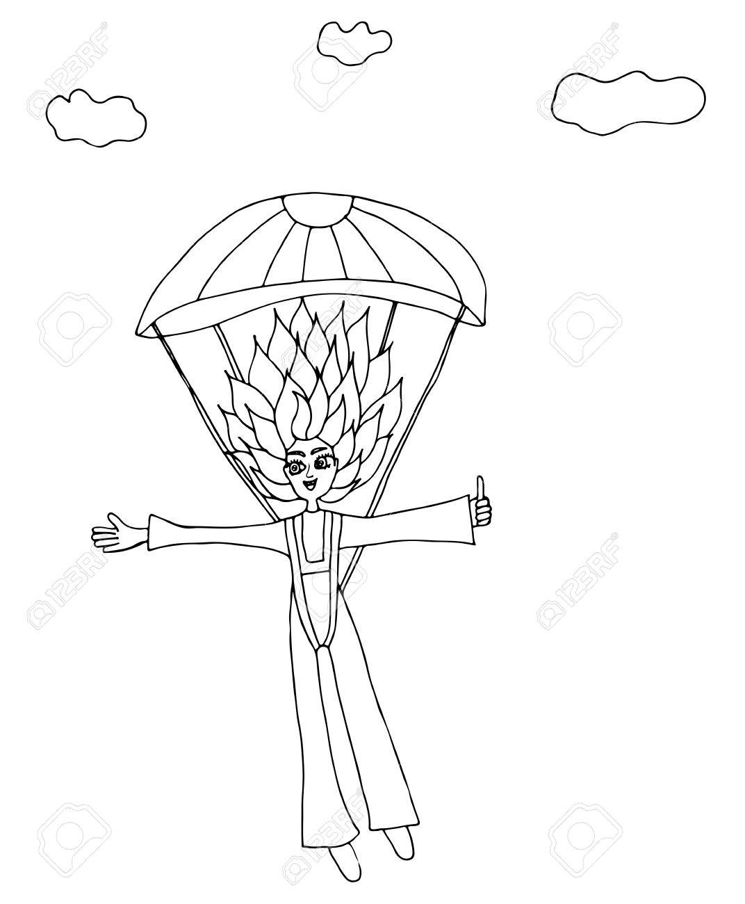 Эскиз мальчика с парашютом
