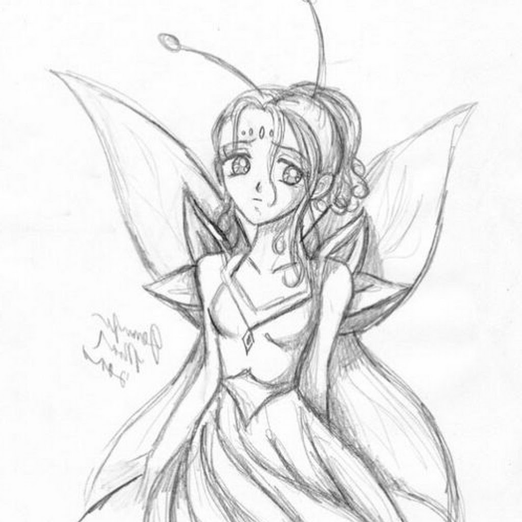 pencil sketches of fairies and angels