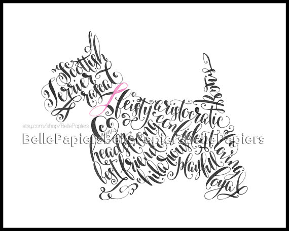 Scottish Terrier Line Drawing Personalized Gift