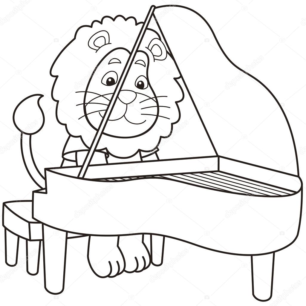 Лев играет на пианино