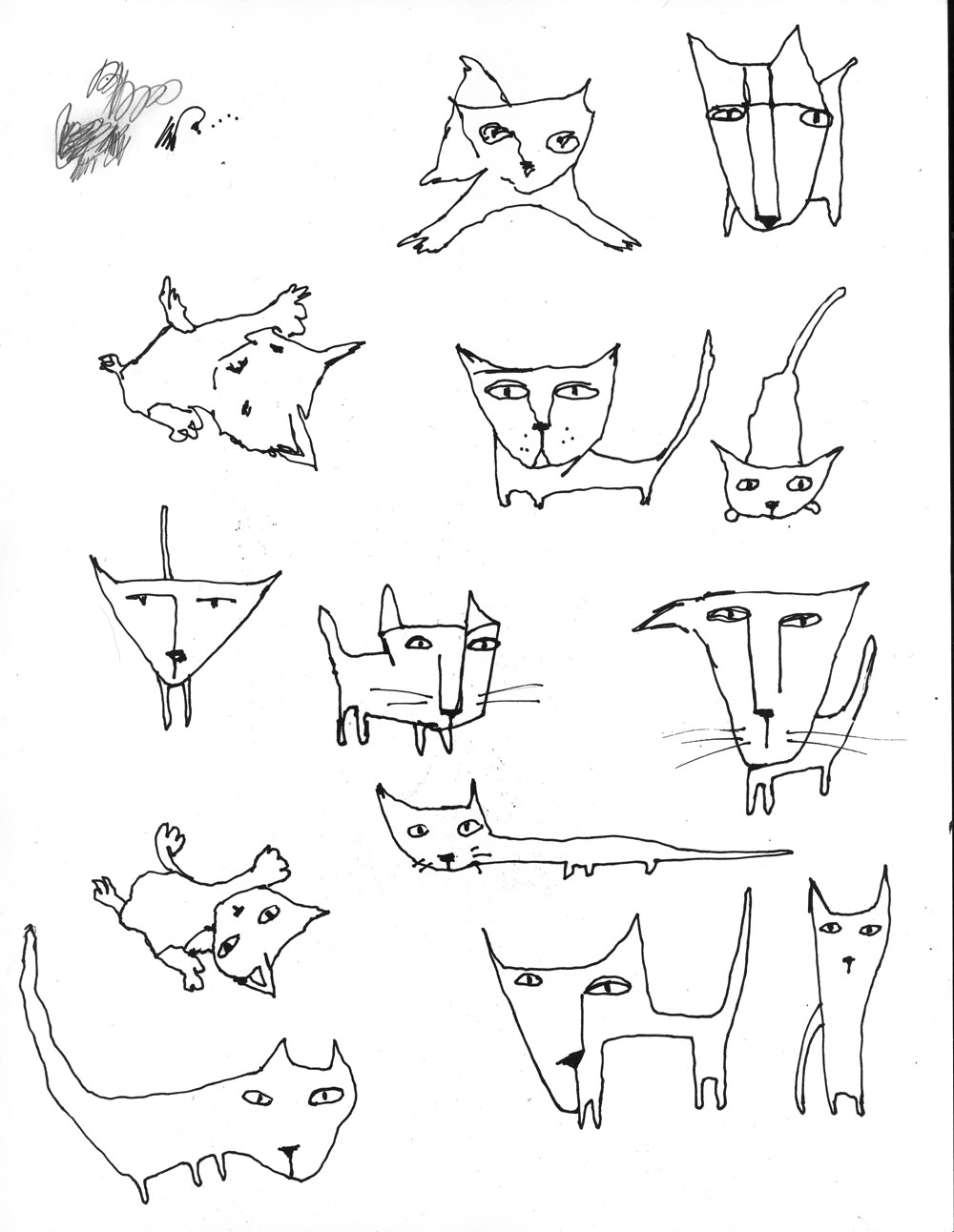 Зарисовки Пикассо кошка
